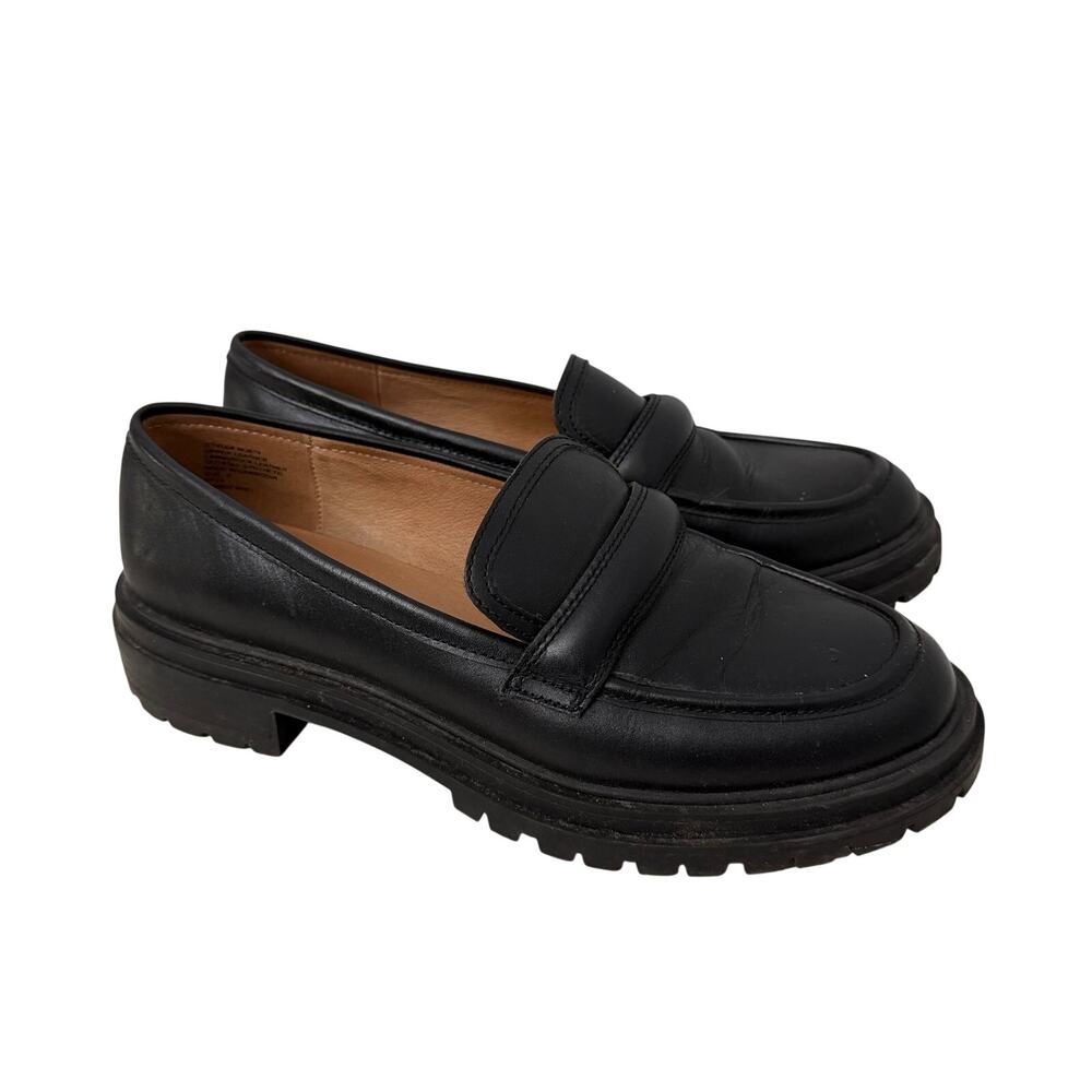 Madewell The Bradley Lugsole Loafers Womens Size 9 Black Leather Chunky Sole